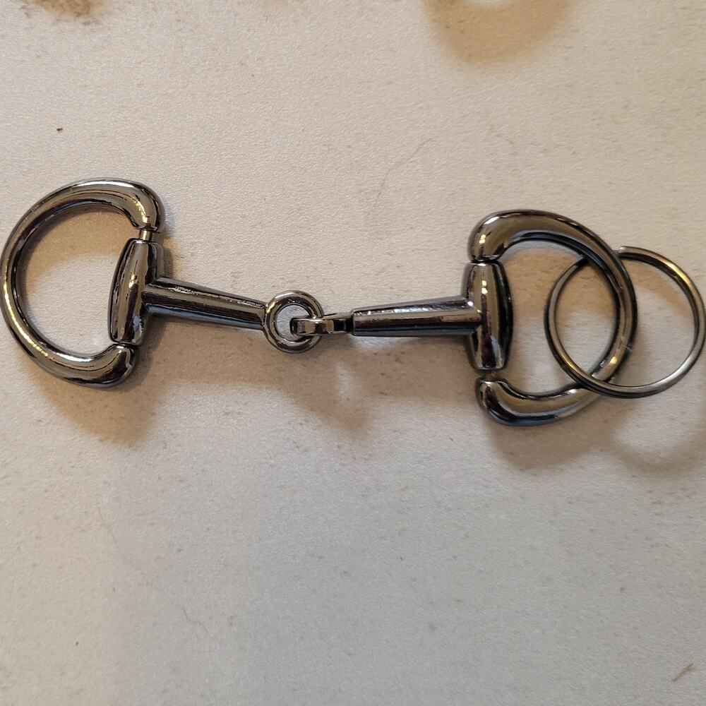 Eggbutt Horse Bit Bag Charm Black Metallic Equestrian Keychain